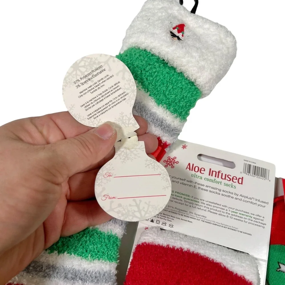 Airplus Yacht & Smith 4-10 Green Red Holiday Socks 3 Pair Bundle Elf Christmas